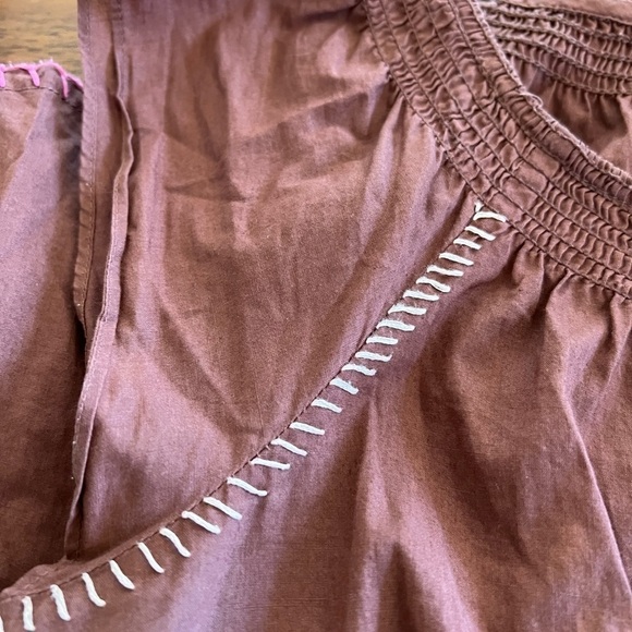 Maeve Anthropologie Embroidered Cap Sleeve Tie Front Shift Dress / size 2 - Picture 3 of 13